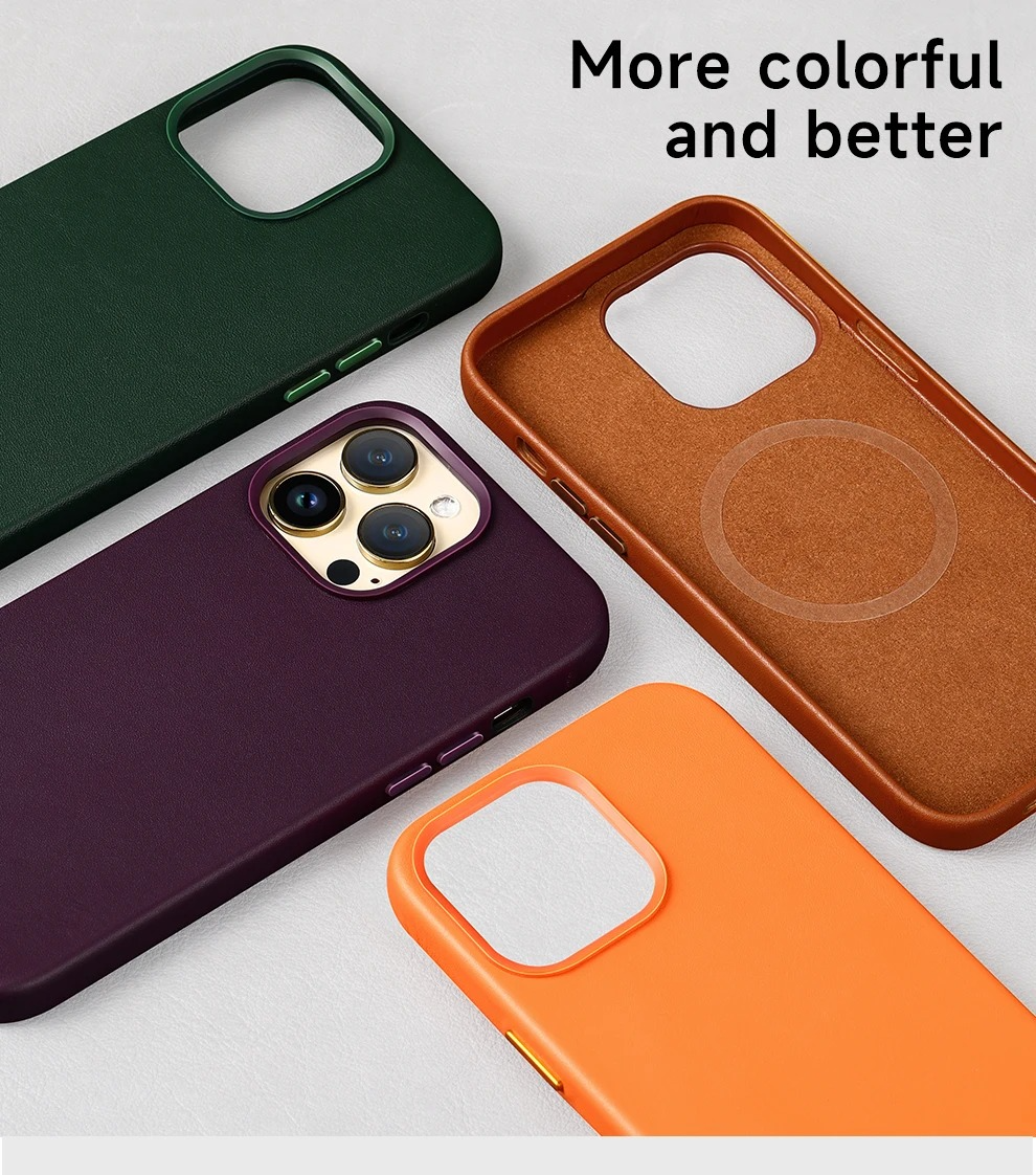 Luxury iPhone Case — Official MagSafe Leather Cover with Strong Magnetic Support, Half-Wrapped Shockproof Design for Apple iPhone 17 Pro Max and Plus