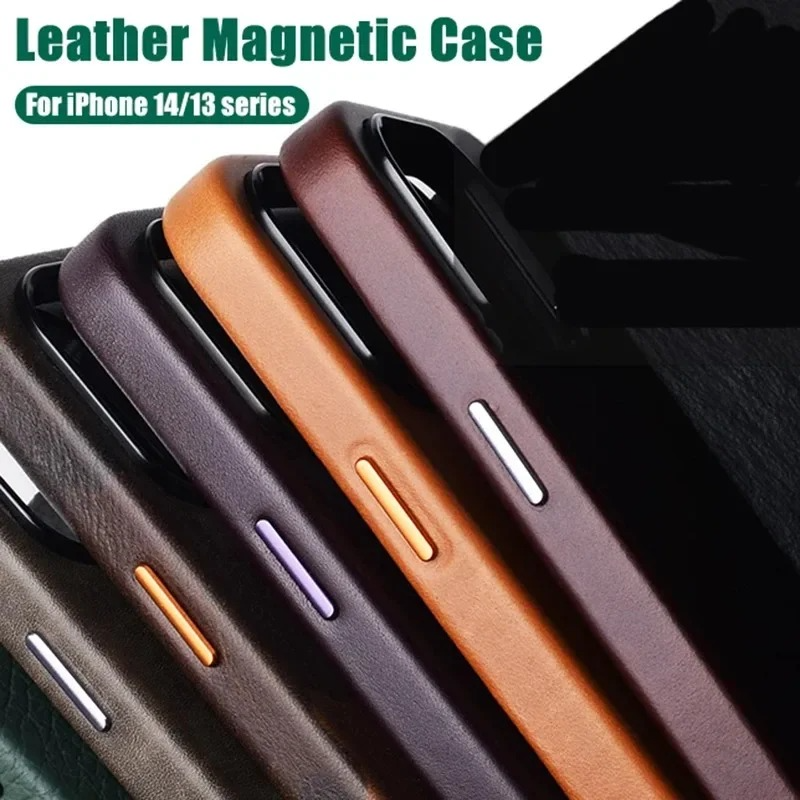 Luxury iPhone Case — Official MagSafe Leather Cover with Strong Magnetic Support, Half-Wrapped Shockproof Design for Apple iPhone 17 Pro Max and Plus