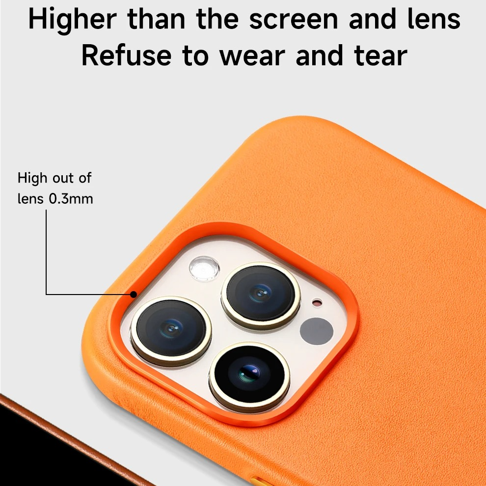 Luxury iPhone Case — Official MagSafe Leather Cover with Strong Magnetic Support, Half-Wrapped Shockproof Design for Apple iPhone 17 Pro Max and Plus