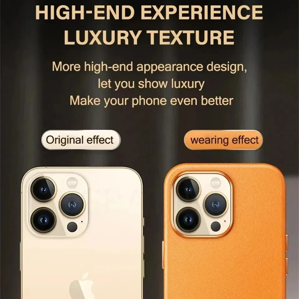 Luxury iPhone Case — Official MagSafe Leather Cover with Strong Magnetic Support, Half-Wrapped Shockproof Design for Apple iPhone 17 Pro Max and Plus