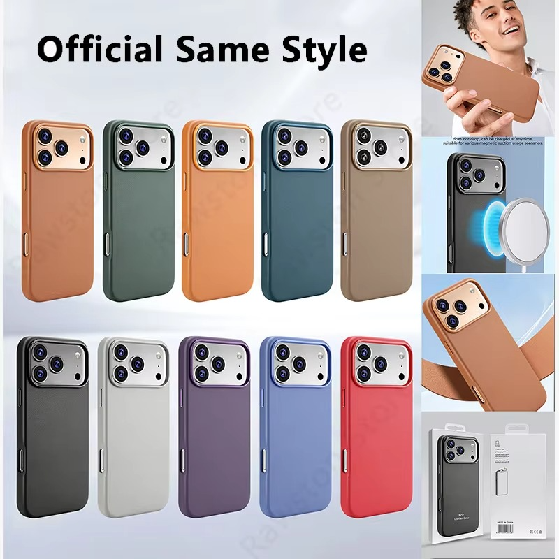 Luxury iPhone Case — Official MagSafe Leather Cover with Strong Magnetic Support, Half-Wrapped Shockproof Design for Apple iPhone 17 Pro Max and Plus