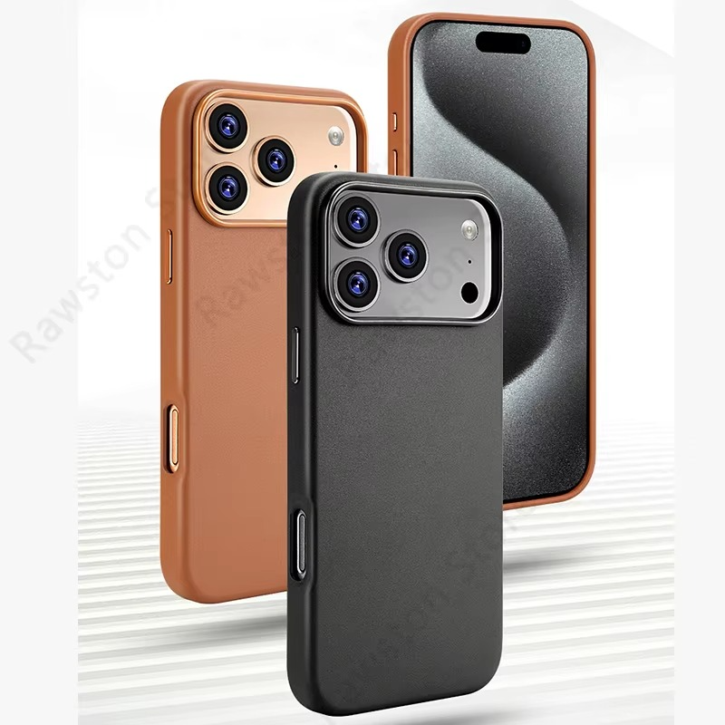 Luxury iPhone Case — Official MagSafe Leather Cover with Strong Magnetic Support, Half-Wrapped Shockproof Design for Apple iPhone 17 Pro Max and Plus