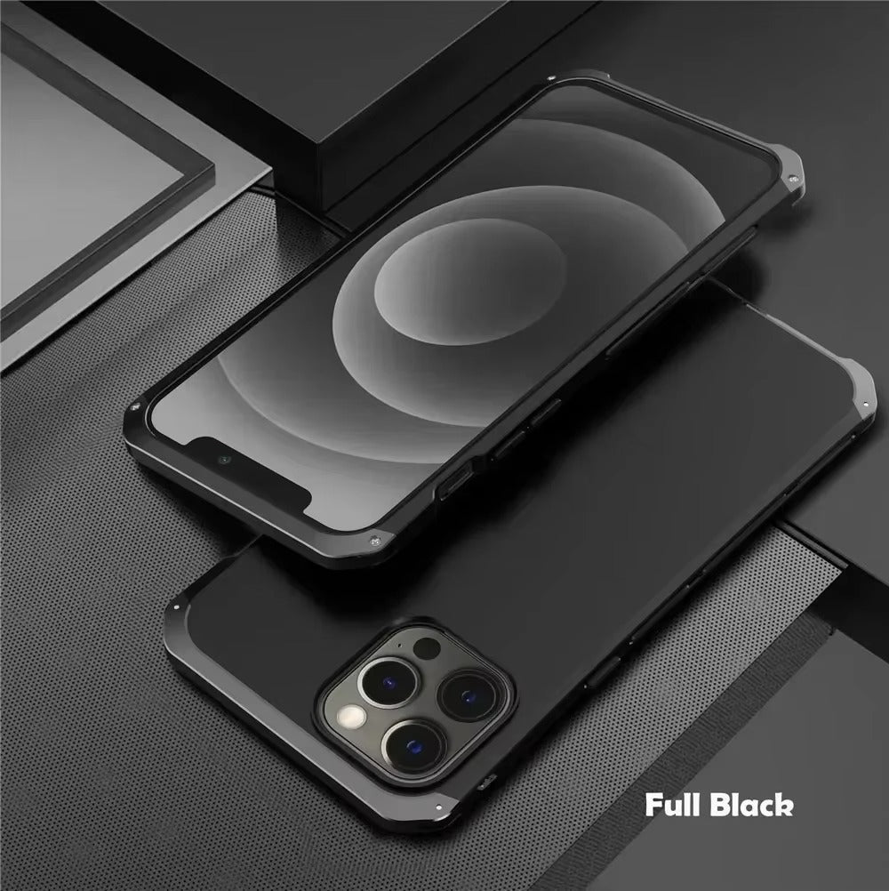 Luxury iPhone Case — PC + Aluminum Alloy Full-Coverage Protective Shell with Washable Anti-Scratch Dustproof Design and Non-Slip Lightweight Build