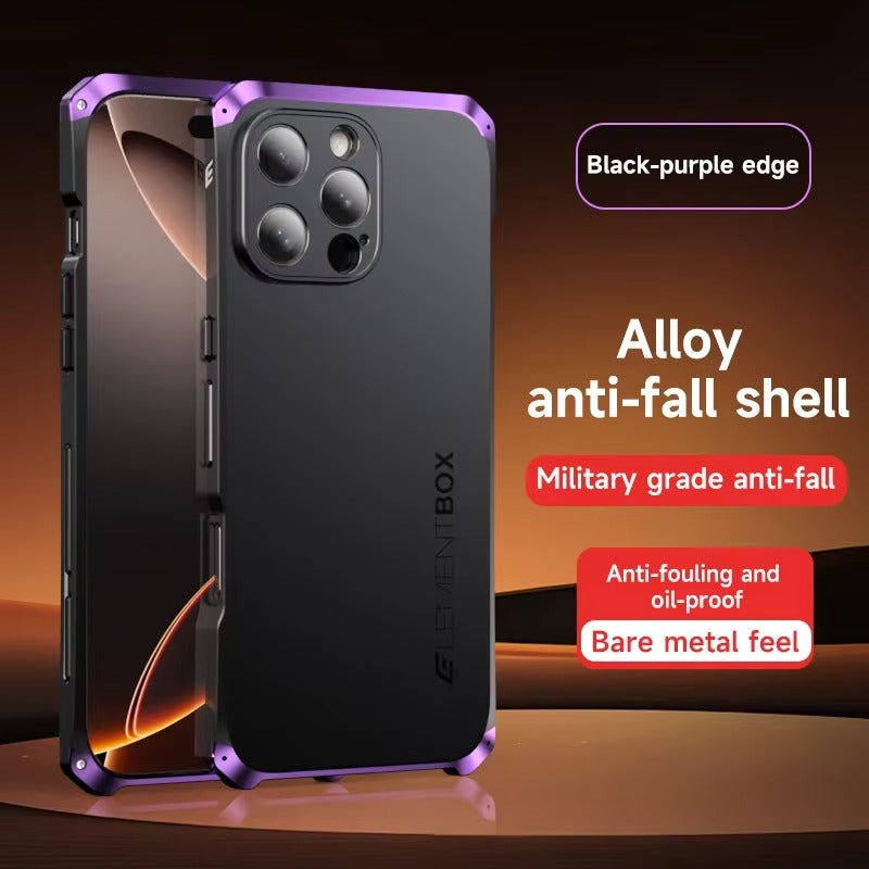 Luxury iPhone Case — PC + Aluminum Alloy Full-Coverage Protective Shell with Washable Anti-Scratch Dustproof Design and Non-Slip Lightweight Build