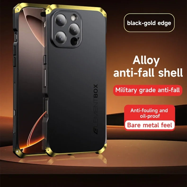 Luxury iPhone Case — PC + Aluminum Alloy Full-Coverage Protective Shell with Washable Anti-Scratch Dustproof Design and Non-Slip Lightweight Build