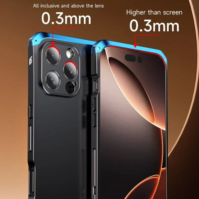 Luxury iPhone Case — PC + Aluminum Alloy Full-Coverage Protective Shell with Washable Anti-Scratch Dustproof Design and Non-Slip Lightweight Build