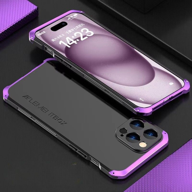 Luxury iPhone Case — PC + Aluminum Alloy Full-Coverage Protective Shell with Washable Anti-Scratch Dustproof Design and Non-Slip Lightweight Build