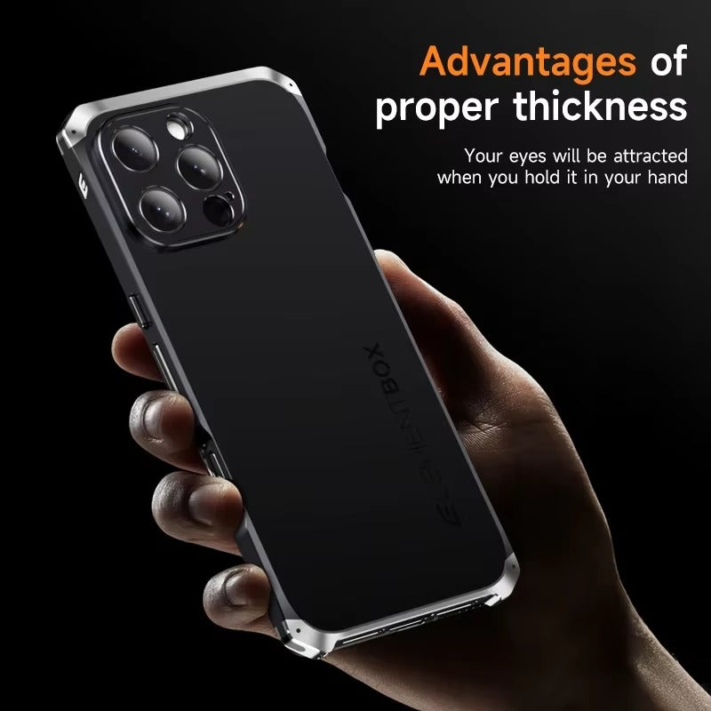 Luxury iPhone Case — PC + Aluminum Alloy Full-Coverage Protective Shell with Washable Anti-Scratch Dustproof Design and Non-Slip Lightweight Build