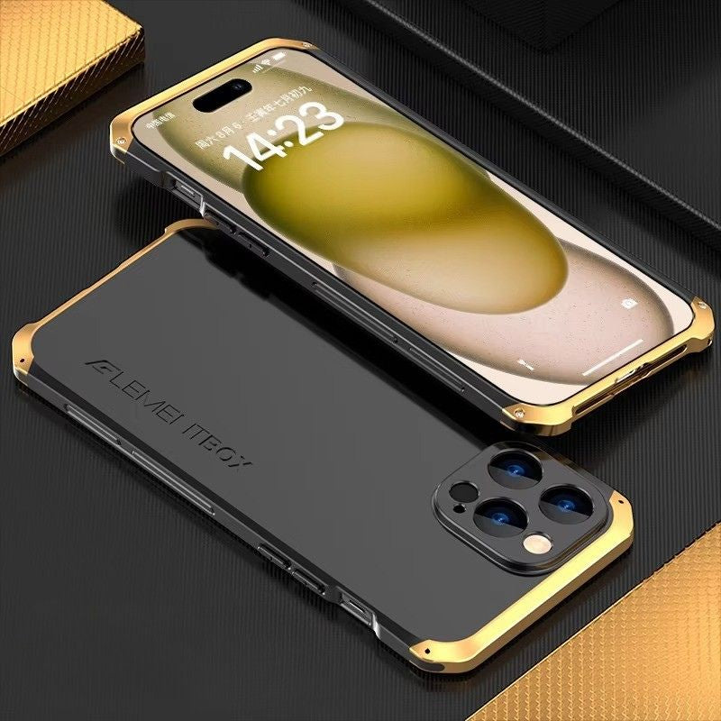 Luxury iPhone Case — PC + Aluminum Alloy Full-Coverage Protective Shell with Washable Anti-Scratch Dustproof Design and Non-Slip Lightweight Build