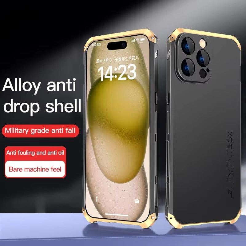 Luxury iPhone Case — PC + Aluminum Alloy Full-Coverage Protective Shell with Washable Anti-Scratch Dustproof Design and Non-Slip Lightweight Build