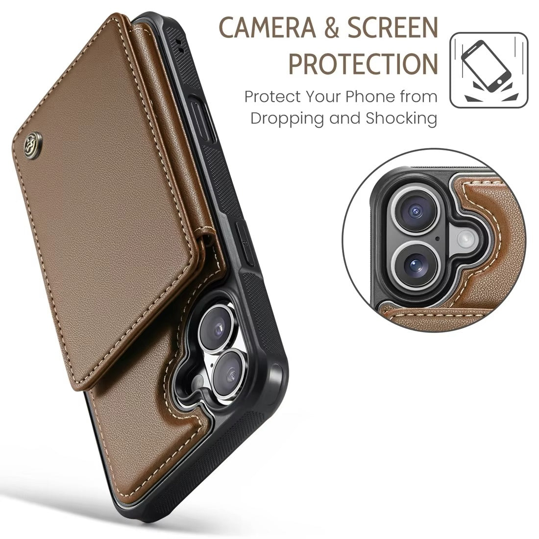 Luxury iPhone Case — PU Leather Wallet Cover with RFID-Blocking Card Slots, Magnetic Clasp and Durable Kickstand Protective Design