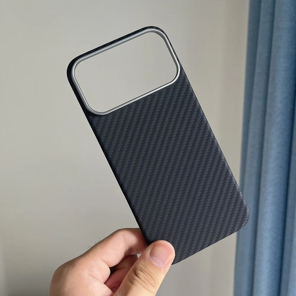 Luxury iPhone Case — Real Aramid Carbon Fiber MagSafe Cover with Ultra-Thin Full-Coverage Protection, Lightweight Durable Design and Camera Guard