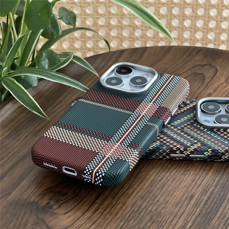 Luxury iPhone Case — Retro Geometric Totem Magnetic Alloy Lens Protection, Shockproof & Wireless Charging Hard Cover