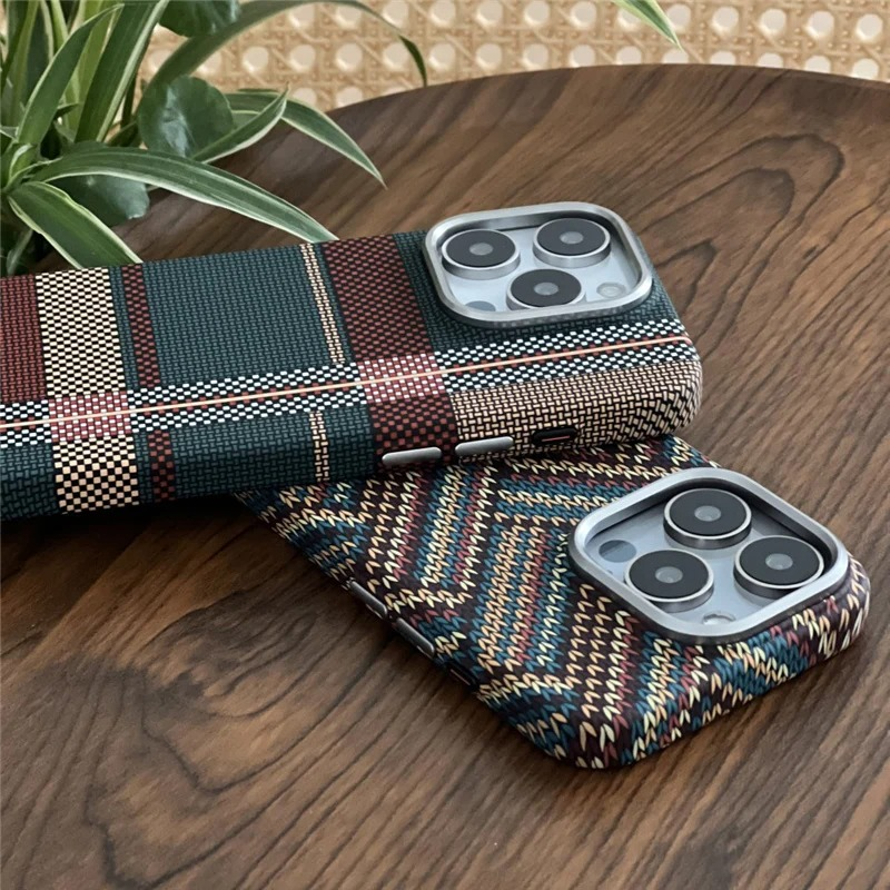 Luxury iPhone Case — Retro Geometric Totem Magnetic Alloy Lens Protection, Shockproof & Wireless Charging Hard Cover