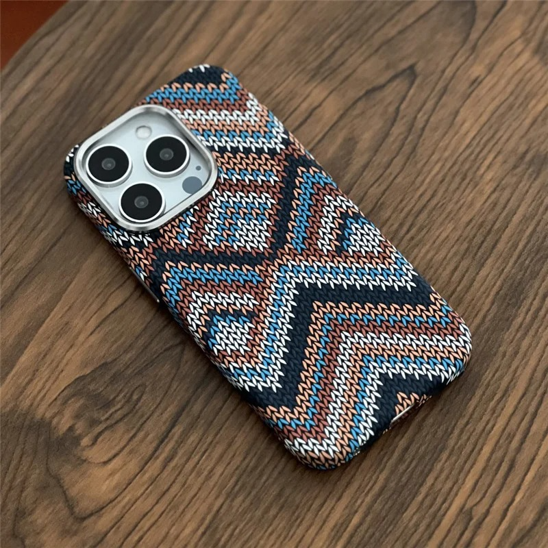 Luxury iPhone Case — Retro Geometric Totem Magnetic Alloy Lens Protection, Shockproof & Wireless Charging Hard Cover