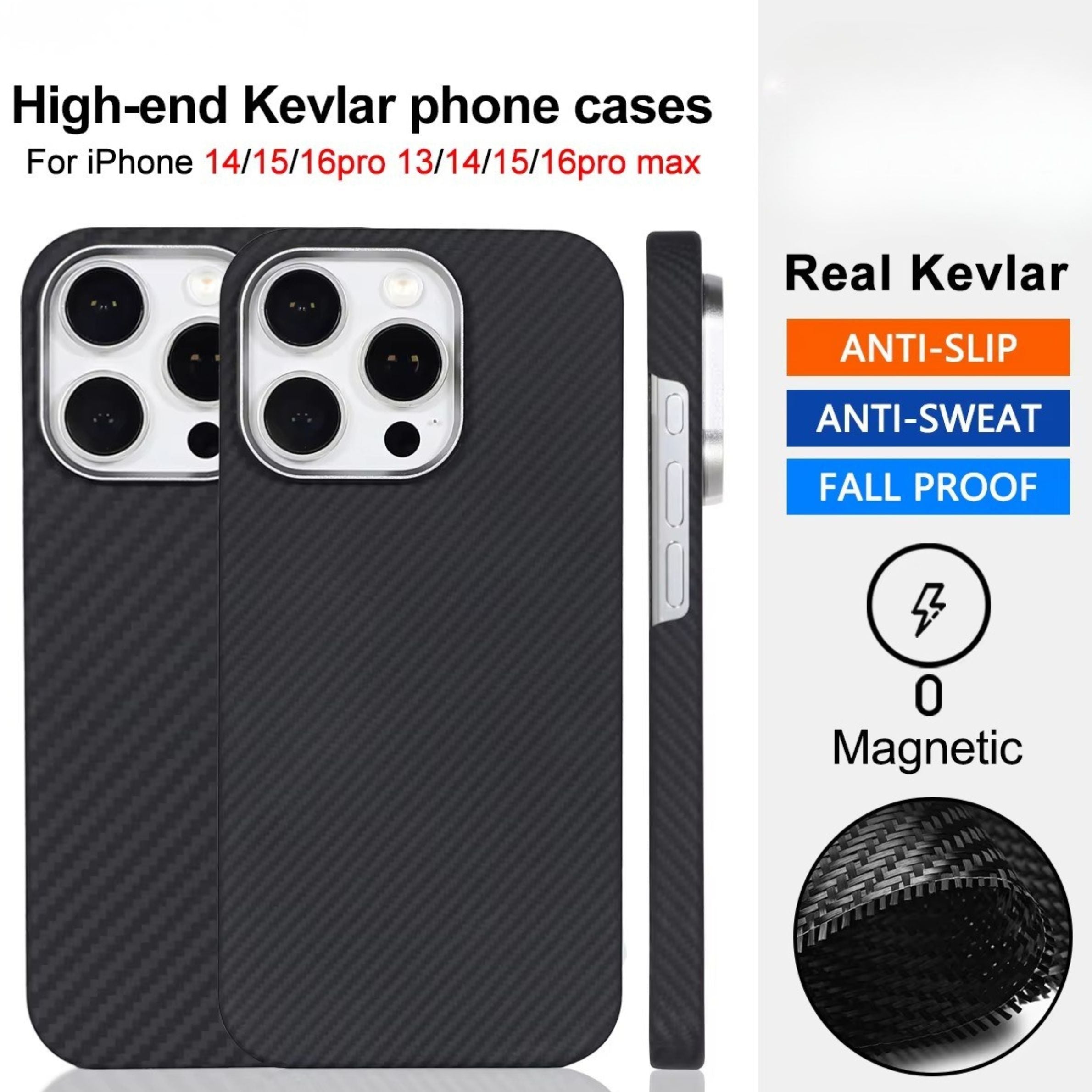 Luxury iPhone Case — SAVIITR Aramid Fiber Magnetic Cover with Carbon Fiber Build, Shockproof Design and MagSafe Compatibility