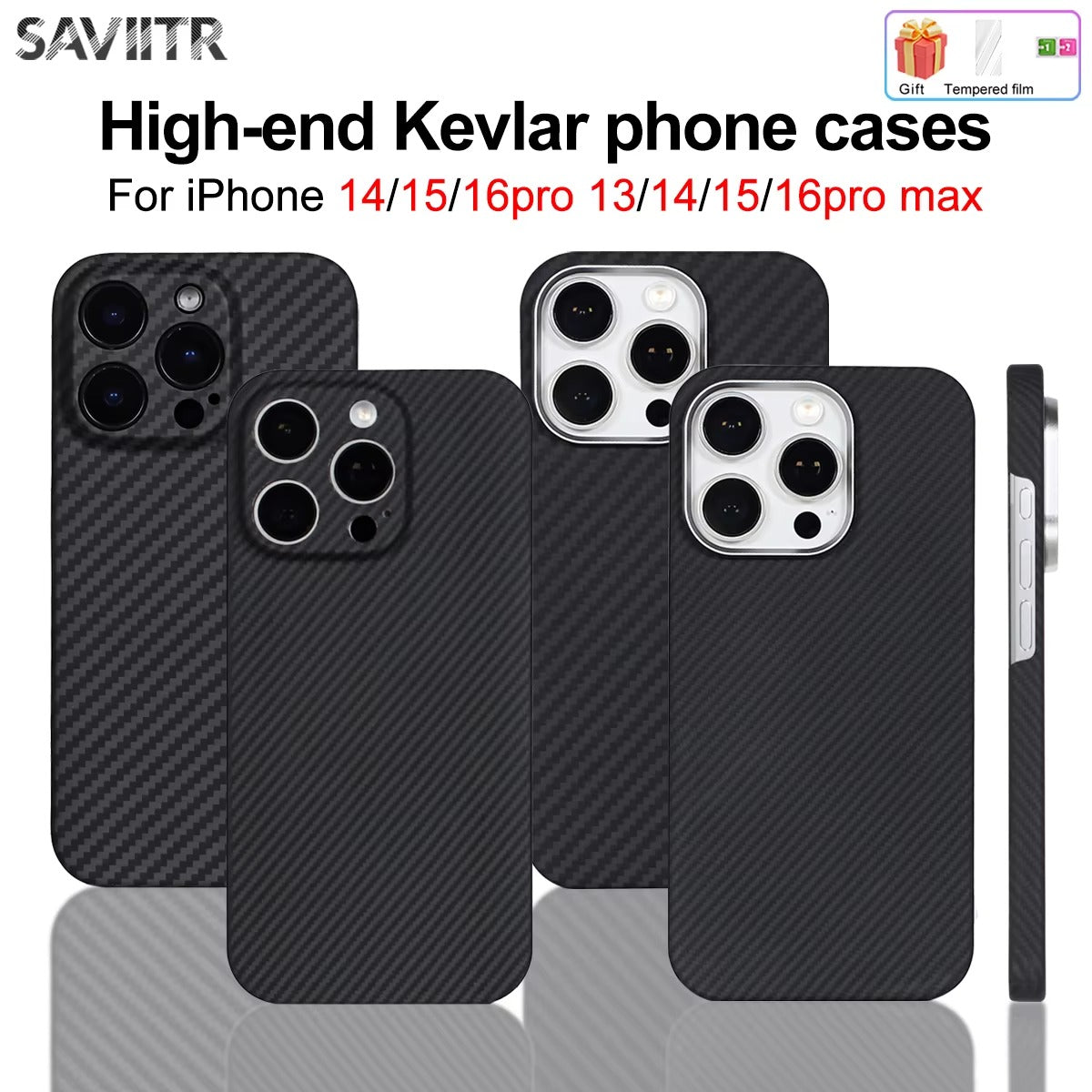 Luxury iPhone Case — SAVIITR Aramid Fiber Magnetic Cover with Carbon Fiber Build, Shockproof Design and MagSafe Compatibility