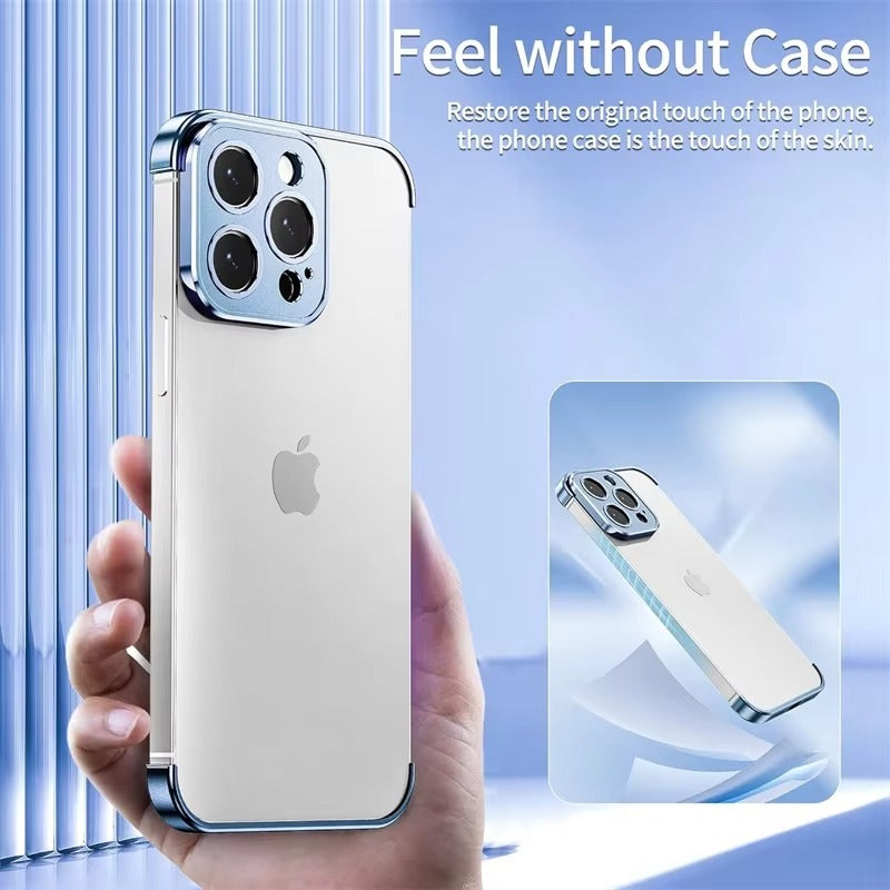 Luxury iPhone Case — Shockproof, Anti-Fingerprint, Anti-Scratch, Dustproof Lightweight Metal Frameless Bumper with Matte Anti-Glare Finish and Glass Lens Protector