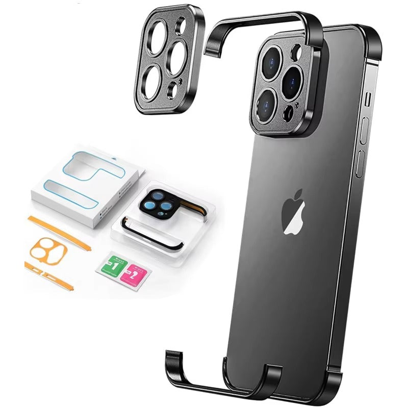 Luxury iPhone Case — Shockproof, Anti-Fingerprint, Anti-Scratch, Dustproof Lightweight Metal Frameless Bumper with Matte Anti-Glare Finish and Glass Lens Protector