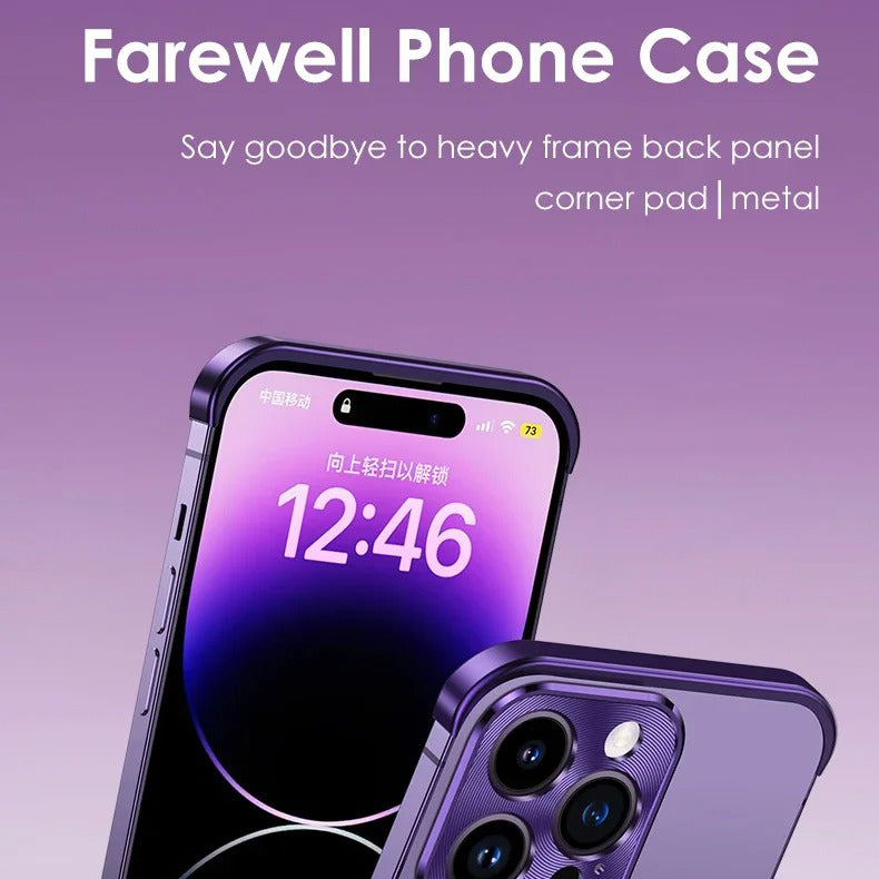 Luxury iPhone Case — Shockproof, Anti-Fingerprint, Anti-Scratch, Dustproof Lightweight Metal Frameless Bumper with Matte Anti-Glare Finish and Glass Lens Protector