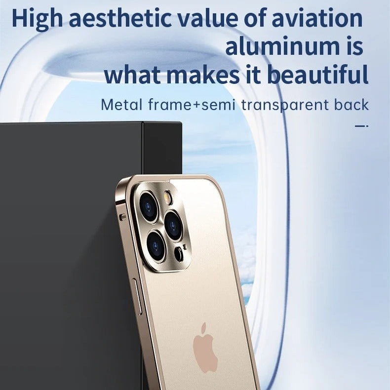 Luxury iPhone Case — Shockproof, Anti-Scratch, Dustproof, Dual-Layer Full-Coverage Bumper with Aviation Aluminum Alloy Frame, Metal Lens Protection and Built-In Fill-Light Feature