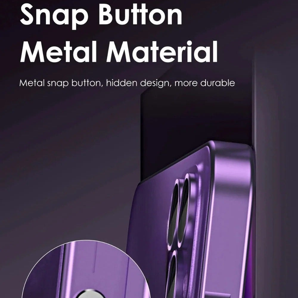 Luxury iPhone Case — Shockproof, Anti-Scratch, Dustproof, Matte Anti-Glare, Non-Slip Half-Wrapped Cover with Aluminum Metal Frame, PC Back and Camera Lens Glass Protection