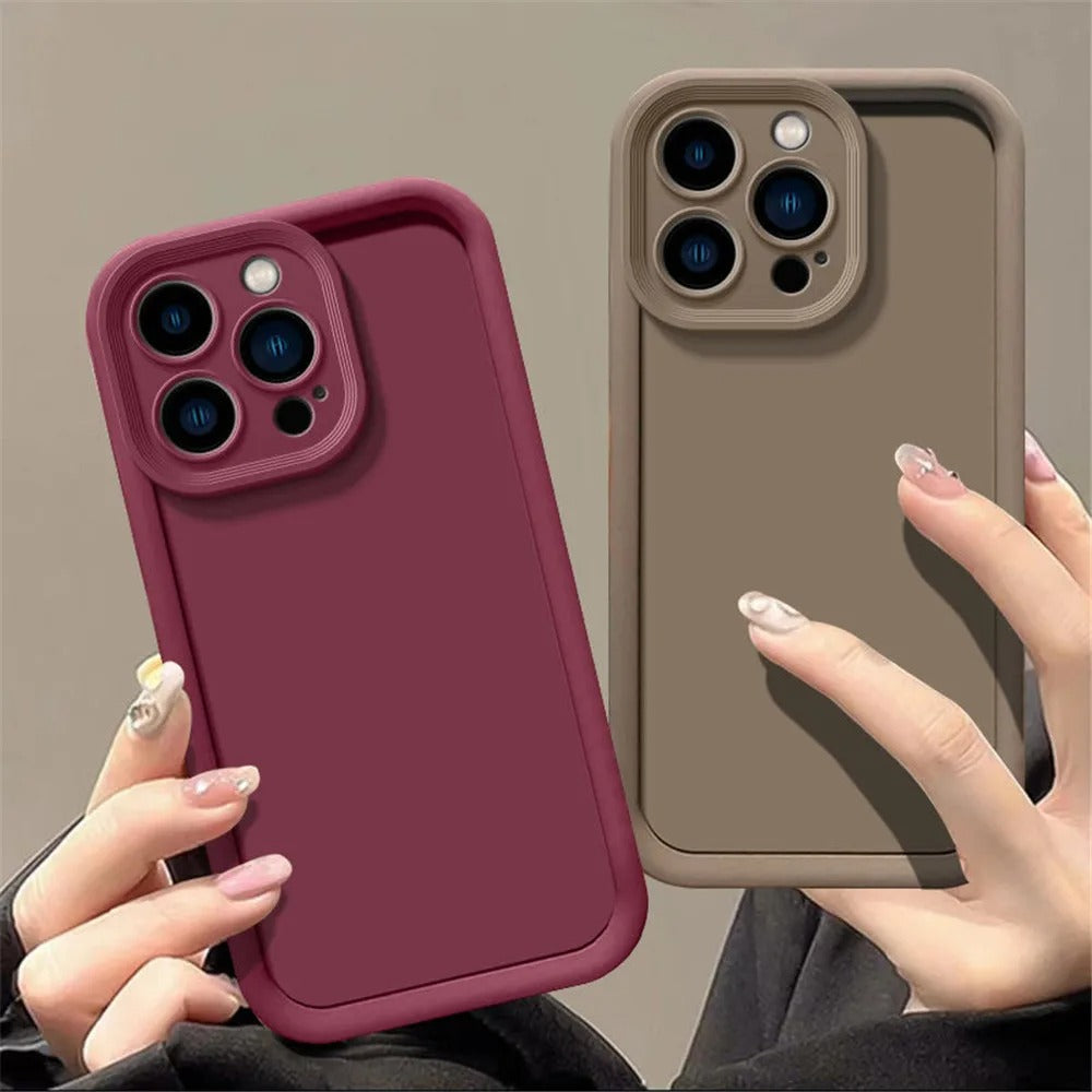 Luxury iPhone Case — Silicone Full-Coverage Shockproof Bumper with Camera Protection, Anti-Fingerprint and Dustproof Design