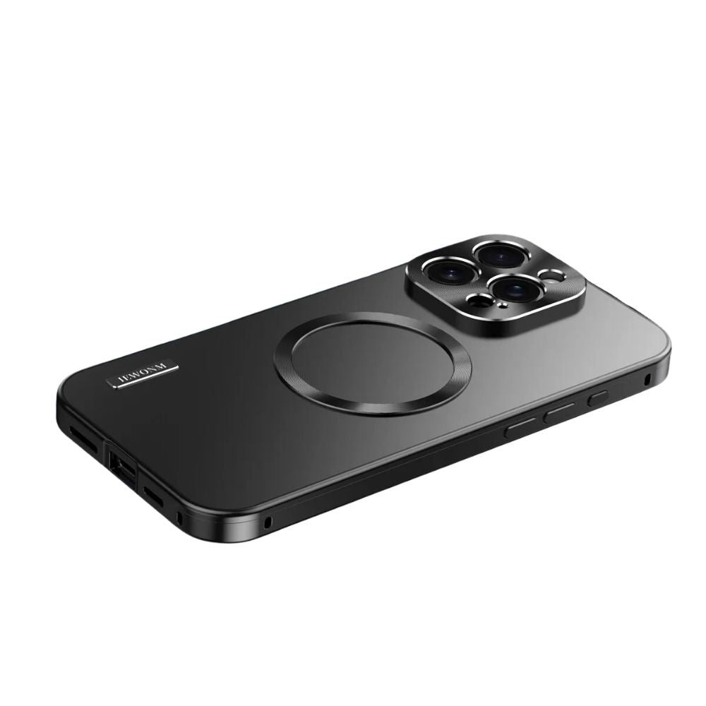 Luxury iPhone Case — Slim Magnetic Aluminum Alloy Metal Bumper Cover with MagSafe Compatibility, Hard Back Shockproof Tough Protection