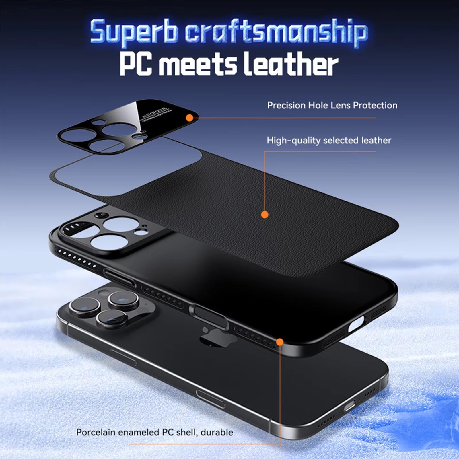 Luxury iPhone Case — Slim Magnetic Leather Tough Cover with Lens Protection, Shockproof Heat-Dissipating Design