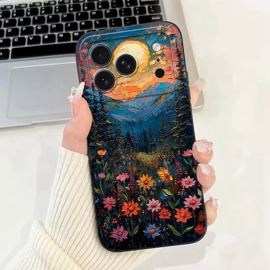 Luxury iPhone Case — Soft Silicone Shockproof Floral Cover with Flexible Bumper Protection and Lightweight Comfortable Design