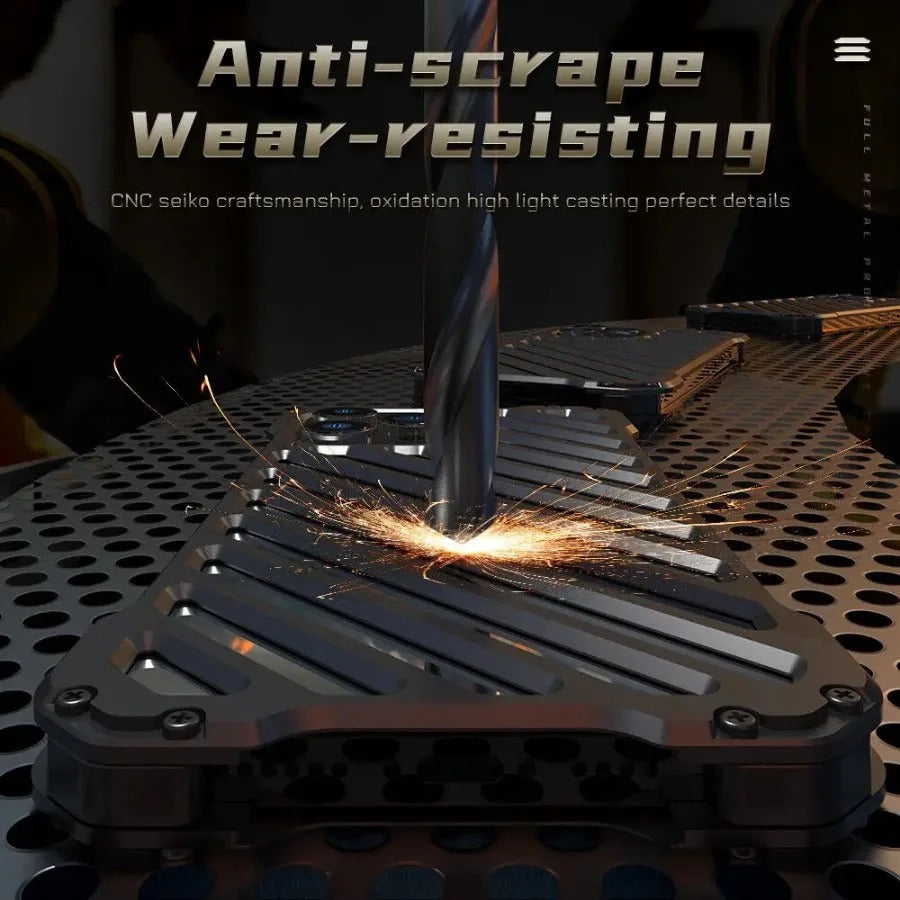 Luxury iPhone Case — Super Cool Aluminum Alloy Armor Cover with CNC Metal Design, Shockproof Dual-Layer Protection, Anti-Fingerprint Matte Finish & Lightweight Non-Slip Style