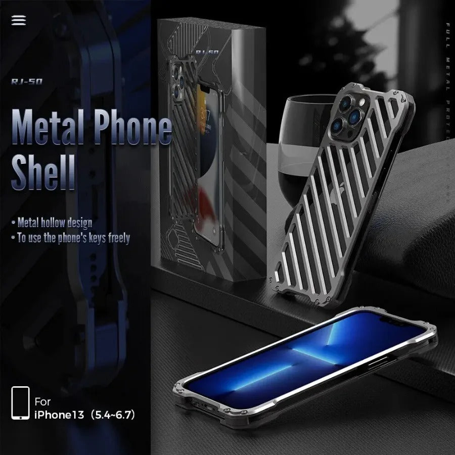Luxury iPhone Case — Super Cool Aluminum Alloy Armor Cover with CNC Metal Design, Shockproof Dual-Layer Protection, Anti-Fingerprint Matte Finish & Lightweight Non-Slip Style