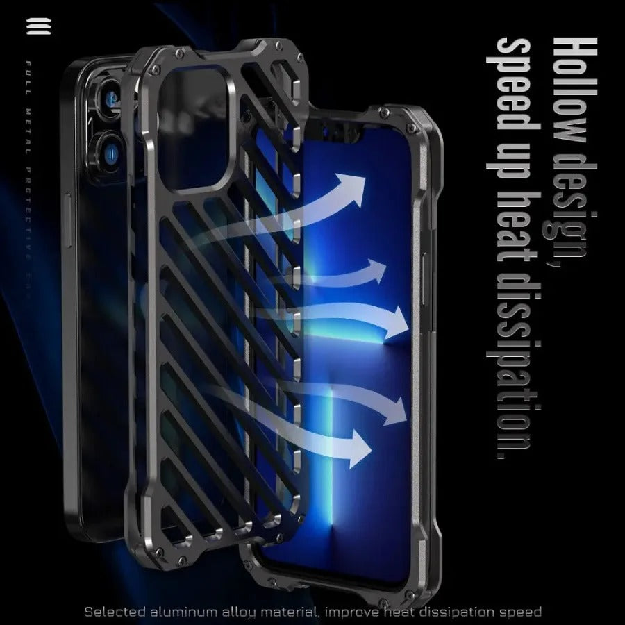 Luxury iPhone Case — Super Cool Aluminum Alloy Armor Cover with CNC Metal Design, Shockproof Dual-Layer Protection, Anti-Fingerprint Matte Finish & Lightweight Non-Slip Style