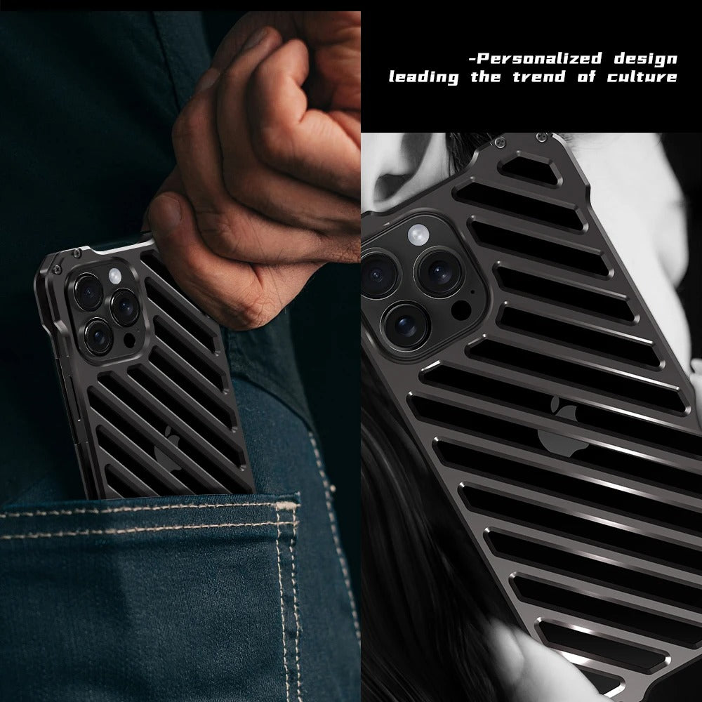 Luxury iPhone Case — Super Cool Aluminum Alloy Armor Cover with CNC Metal Design, Shockproof Dual-Layer Protection, Anti-Fingerprint Matte Finish & Lightweight Non-Slip Style