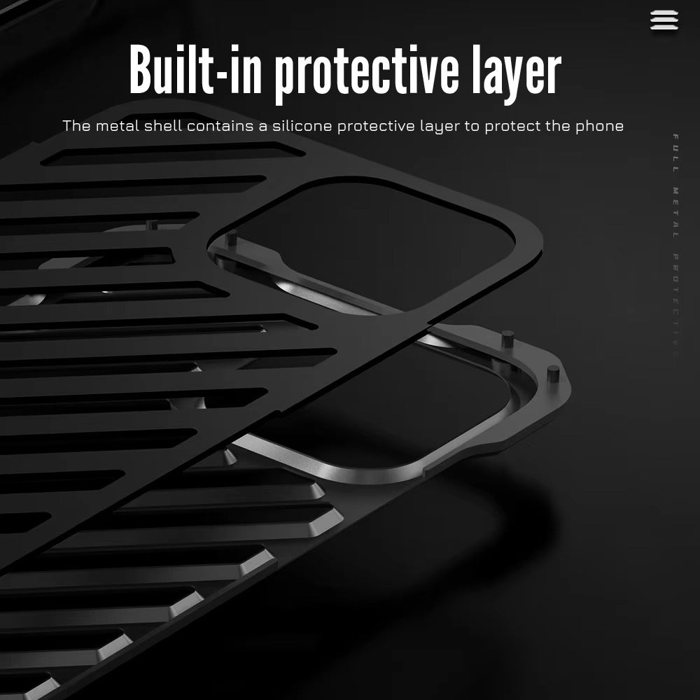 Luxury iPhone Case — Super Cool Aluminum Alloy Armor Cover with CNC Metal Design, Shockproof Dual-Layer Protection, Anti-Fingerprint Matte Finish & Lightweight Non-Slip Style