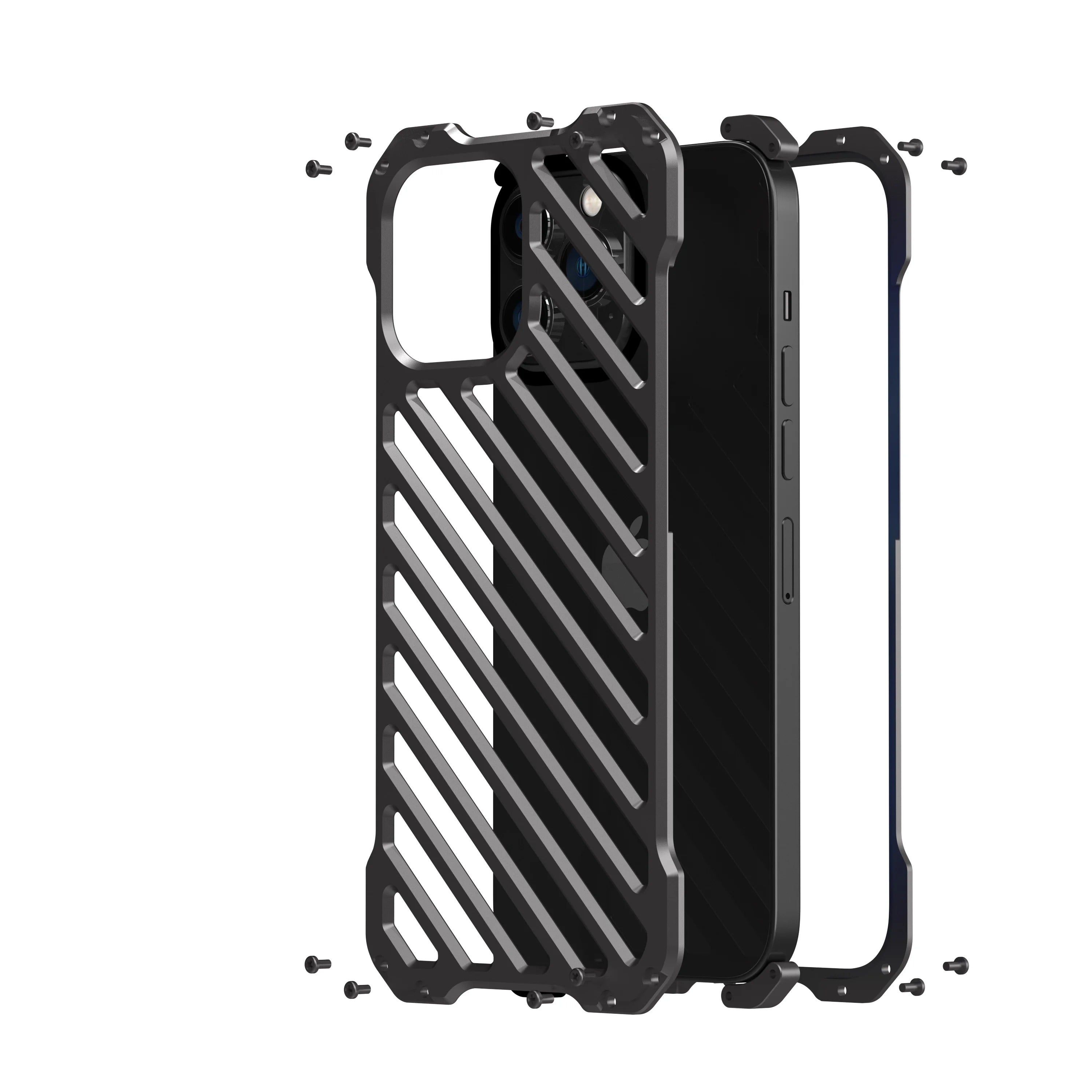 Luxury iPhone Case — Super Cool Aluminum Alloy Armor Cover with CNC Metal Design, Shockproof Dual-Layer Protection, Anti-Fingerprint Matte Finish & Lightweight Non-Slip Style