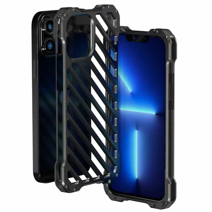 Luxury iPhone Case — Super Cool Aluminum Alloy Armor Cover with CNC Metal Design, Shockproof Dual-Layer Protection, Anti-Fingerprint Matte Finish & Lightweight Non-Slip Style