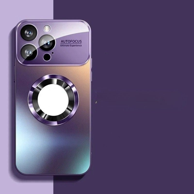 Luxury iPhone Case — Titanium-Metallic Matte MagSafe Cover with Lens Camera Protection, Shockproof PC and Silicone Design and Exposed Logo Style