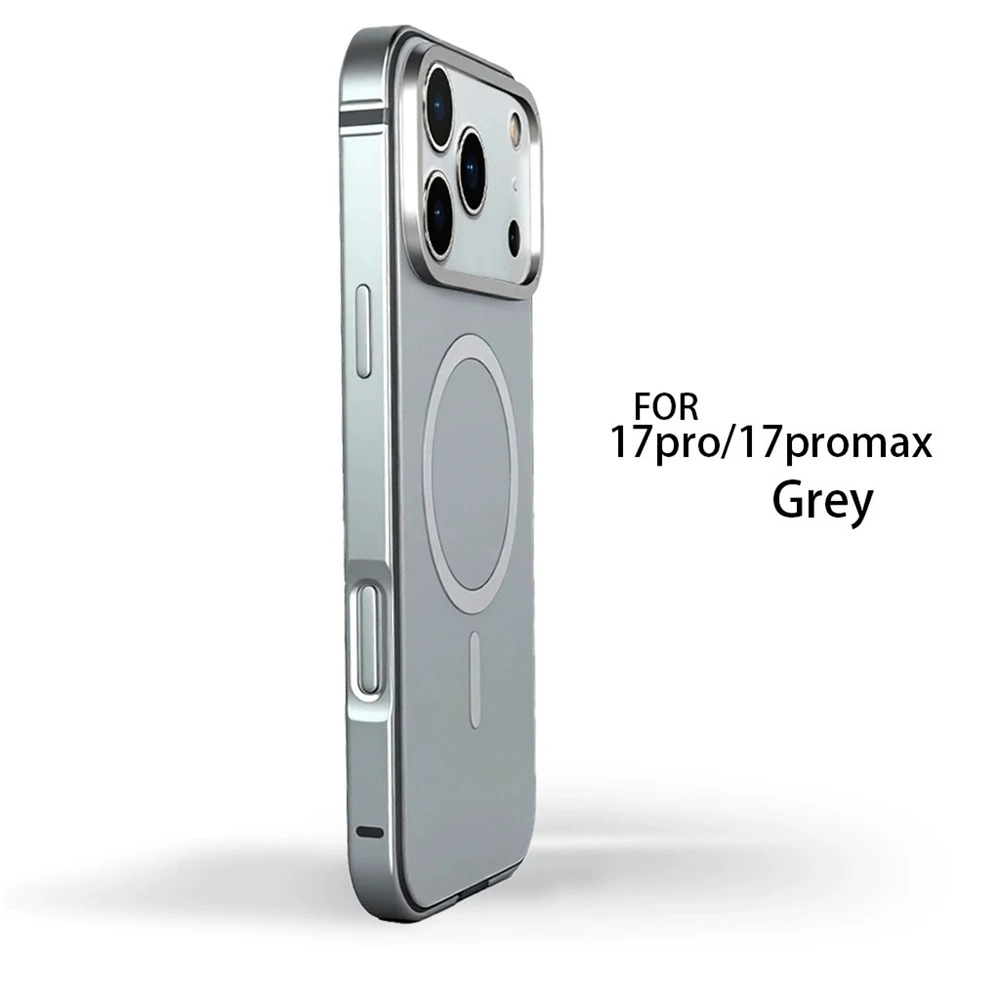 Luxury iPhone Case — Titanium Alloy Magnetic MagSafe Cover with Wireless Charging, Shockproof Aluminum Bumper and PC+TPU Back Design