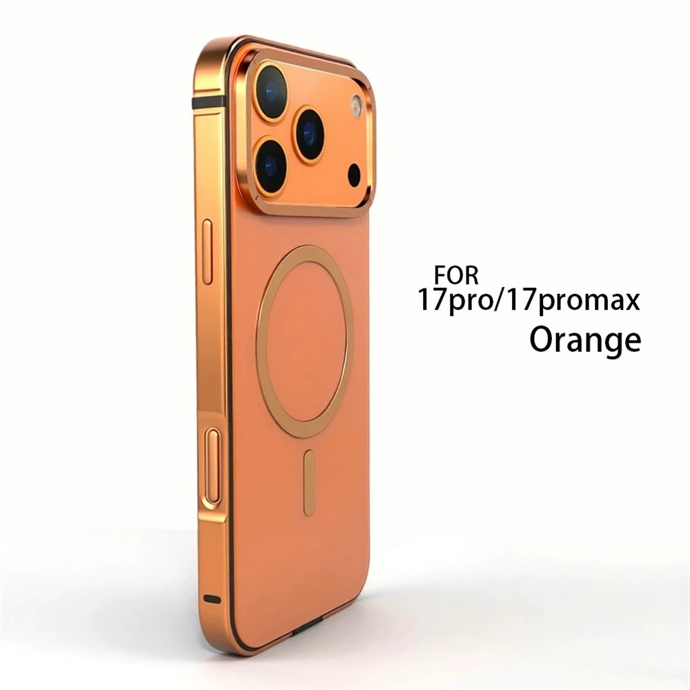Luxury iPhone Case — Titanium Alloy Magnetic MagSafe Cover with Wireless Charging, Shockproof Aluminum Bumper and PC+TPU Back Design
