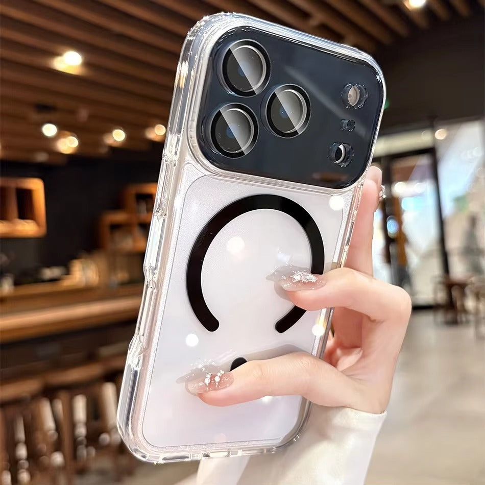 Luxury iPhone Case — Transparent MagSafe Clear PC Cover with Shockproof TPU Bumper, Anti-Fingerprint Anti-Scratch Dustproof Lightweight Design