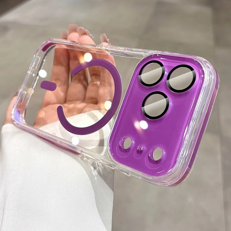 Luxury iPhone Case — Transparent MagSafe Clear PC Cover with Shockproof TPU Bumper, Anti-Fingerprint Anti-Scratch Dustproof Lightweight Design