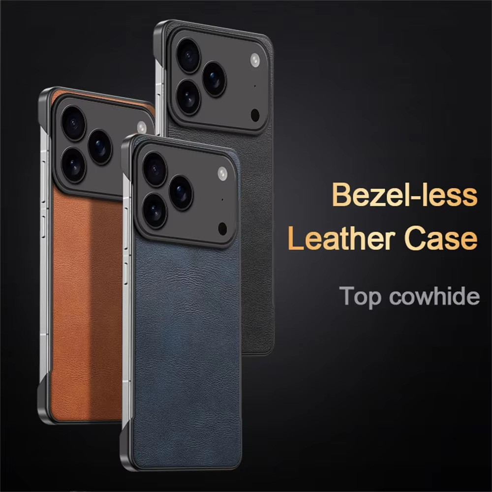 Luxury iPhone Case — Ultra-Thin Frameless Leather PC Cover with Solid-Color Design, Shockproof Anti-Fall Protection & MagSafe-Compatible Borderless Finish