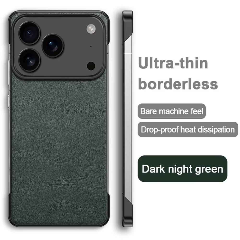Luxury iPhone Case — Ultra-Thin Frameless Leather PC Cover with Solid-Color Design, Shockproof Anti-Fall Protection & MagSafe-Compatible Borderless Finish