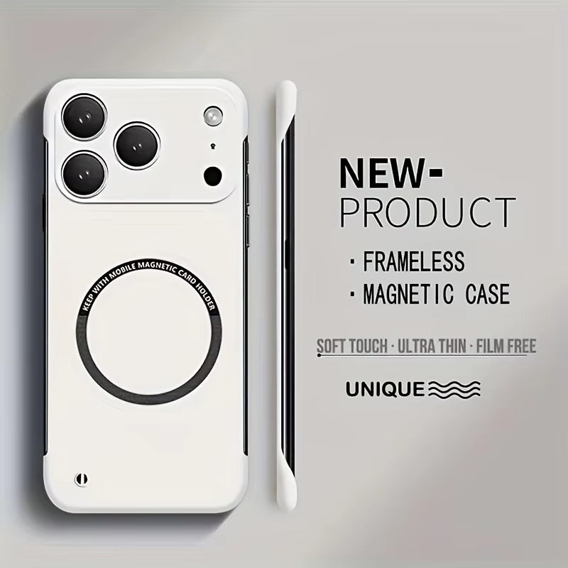 Luxury iPhone Case — Ultra-Thin Magnetic Frameless Matte Back Cover with Shockproof Slim PC Design and Full MagSafe Wireless Charging Support