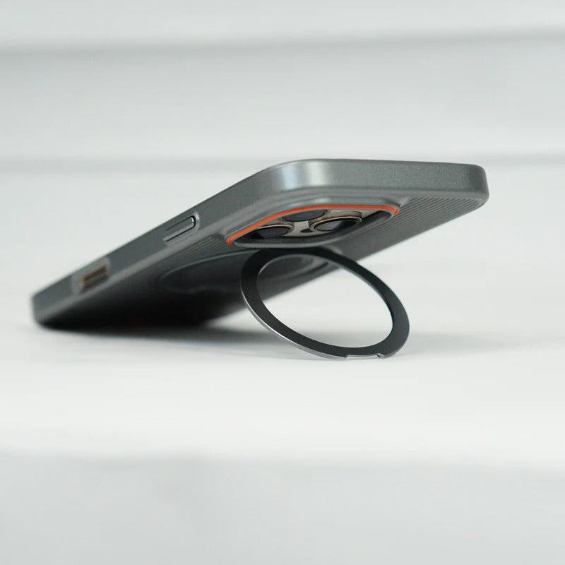 Luxury iPhone Case — Ultra-Thin Matte Magnetic Cover with 360° Rotating Metal Car Holder Stand and Shockproof Protective Design