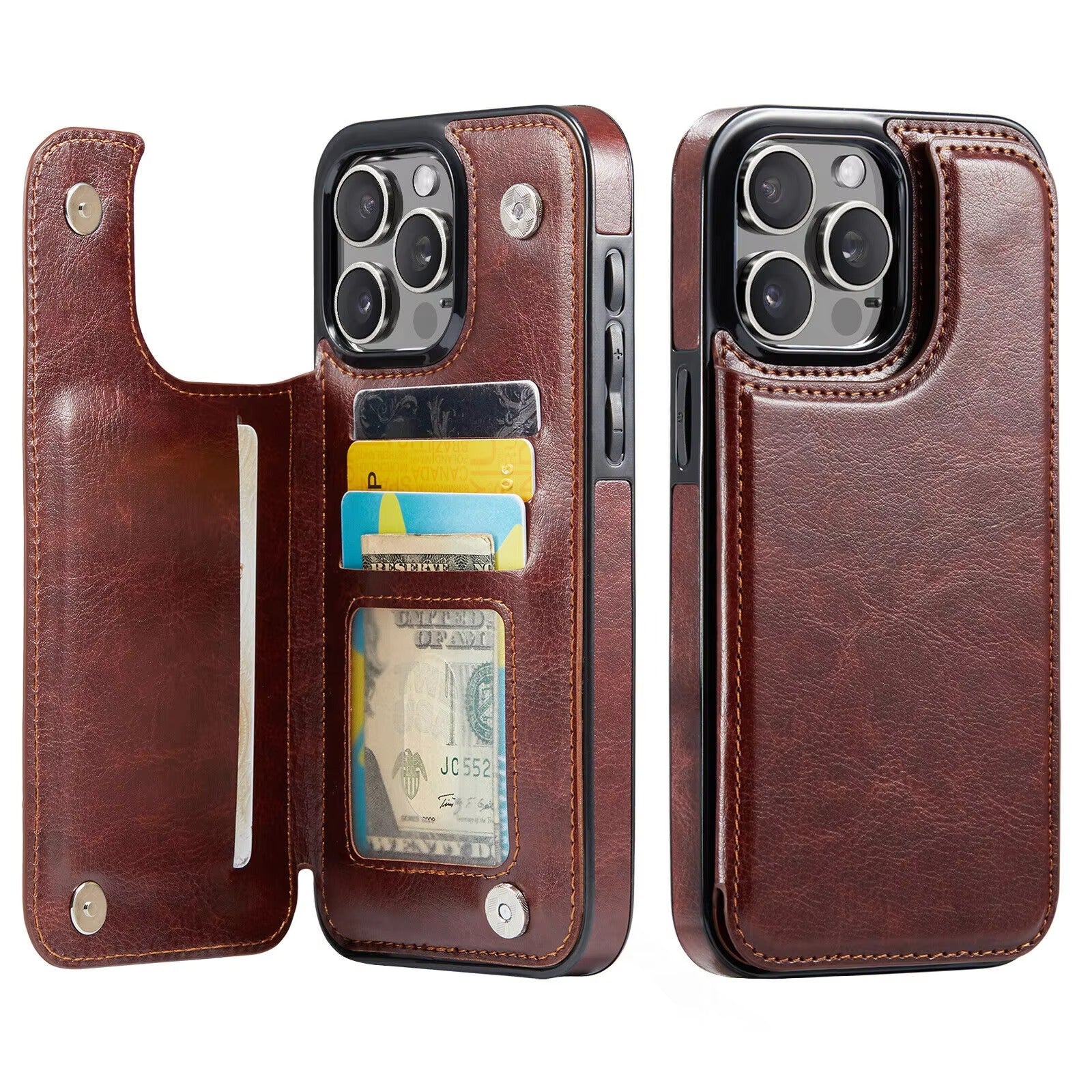 Luxury iPhone Case — Wallet Card Holder Flip Cover with Dual-Layer Leather Build and Full-Protection Design