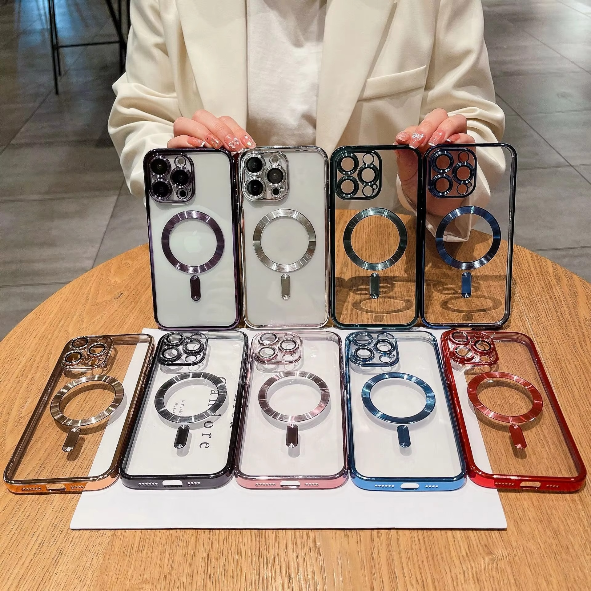 Luxury iPhone Clear Plating Magnetic Case — MagSafe Wireless Charging Compatible Cover with Lens Protection, Slim Transparent Shockproof Anti-Fingerprint Design