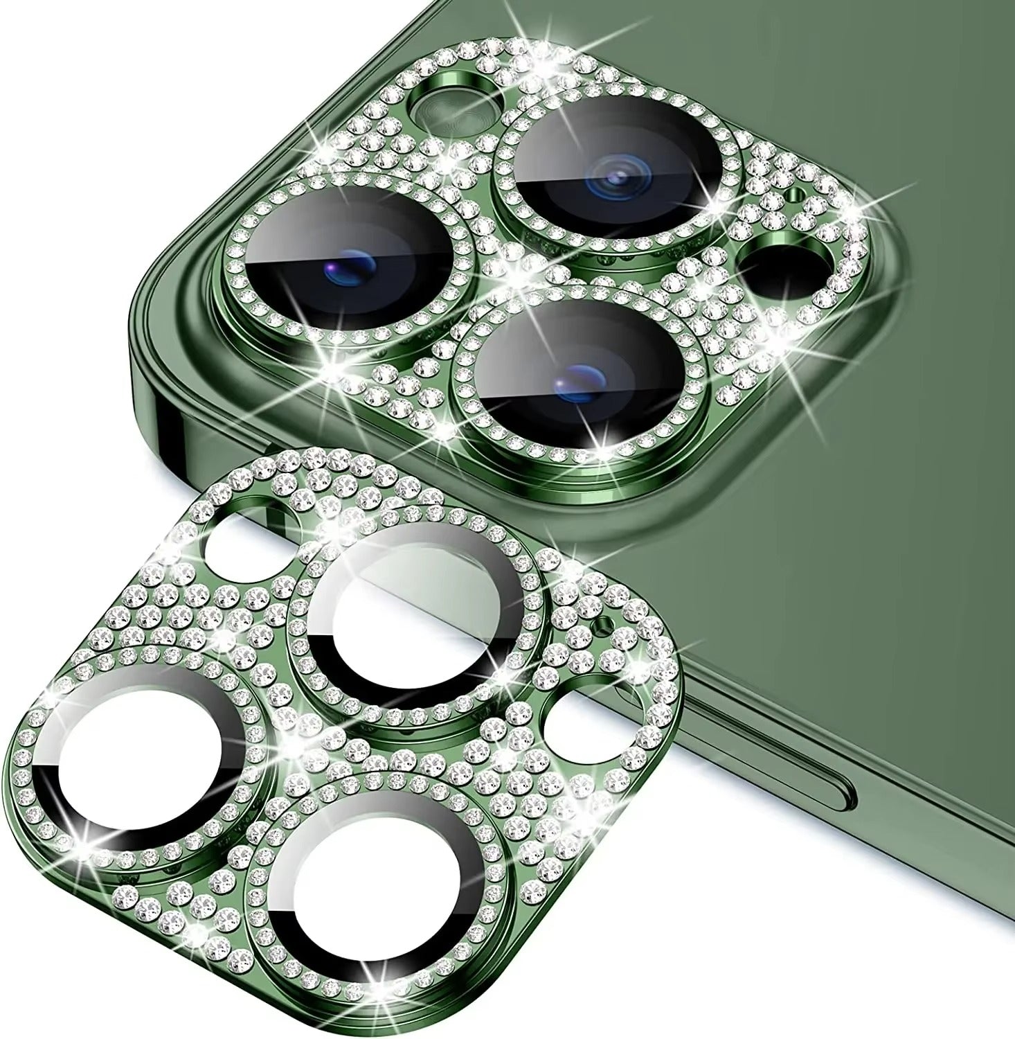 Luxury iPhone Diamond Camera Lens Protector, Metal Glass Lens Cover with Full Coverage, Scratch Resistance & Decorative Protection