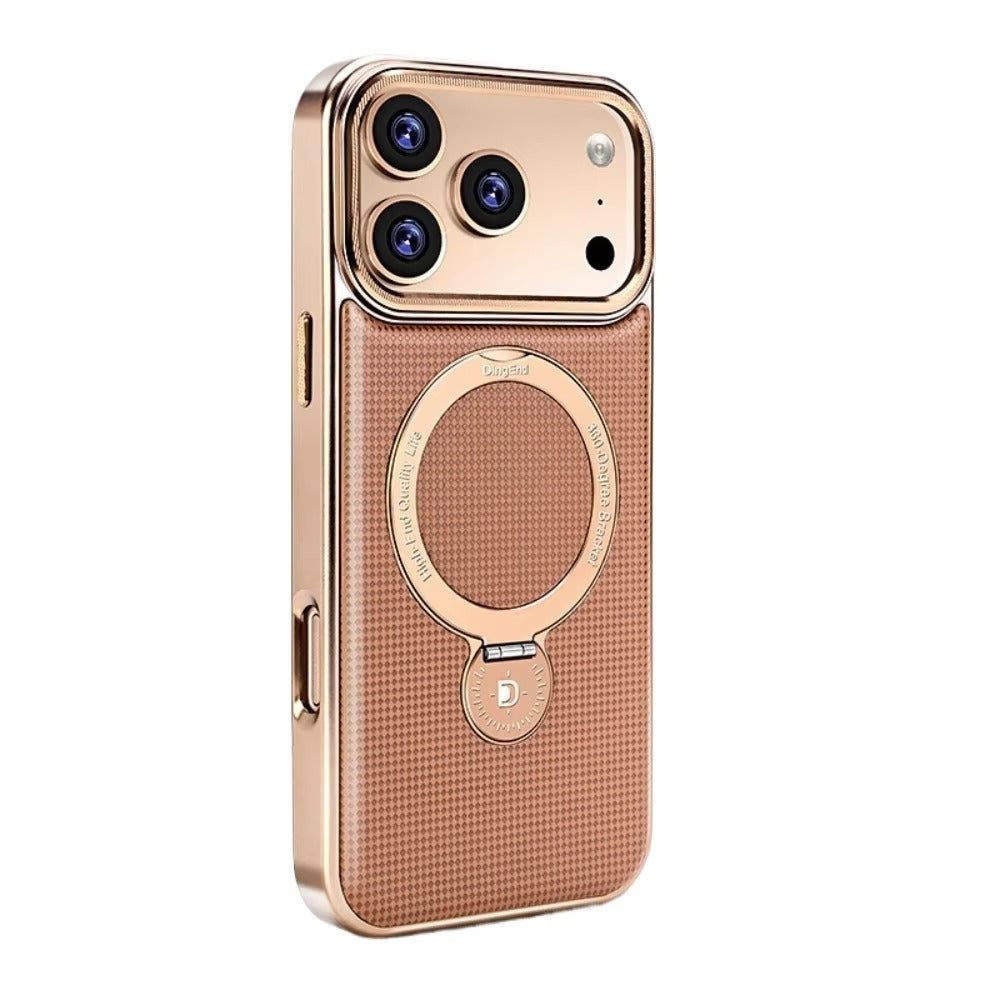 Luxury iPhone Diamond Pattern Leather Case — MagSafe Magnetic Charging, Rotating Bracket Holder, Full Coverage Shockproof Anti-Fingerprint Protection